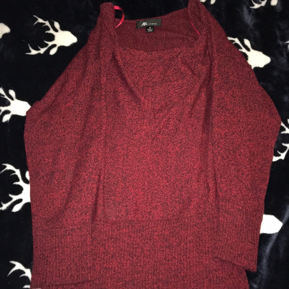 Swoop Neck Red Sweater